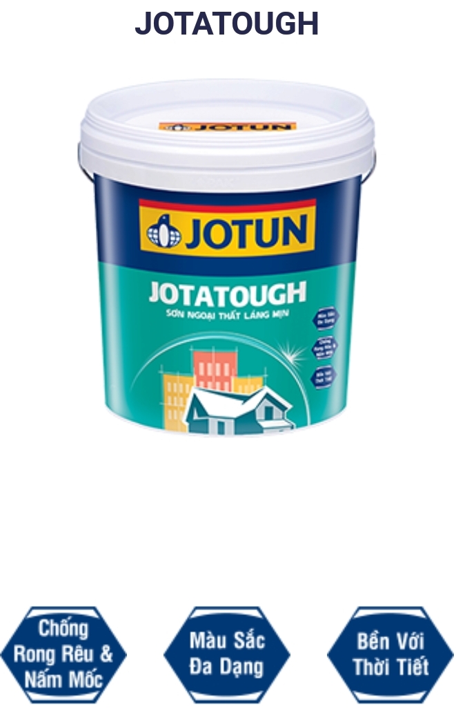 Jotun Jotatough chính là giải pháp vô cùng hoàn hảo cho ngôi nhà của bạn. Với công thức chất lượng cao và màu sắc đa dạng, Jotatough sẽ khiến bạn yêu ngôi nhà hơn bao giờ hết. Hãy xem hình ảnh để hiểu rõ hơn về sản phẩm này.